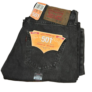 Levi’s Black Washed 501 Original Fit Straight Leg, Button Fly Jean | 30 X 34